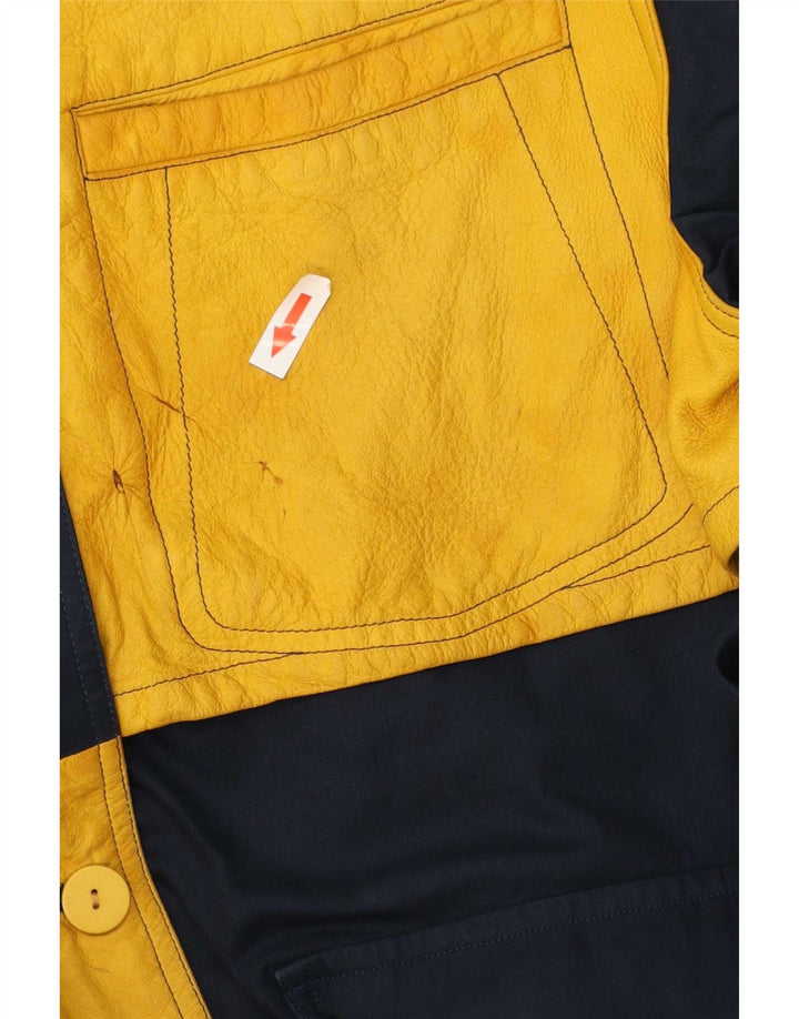 Vintage mujer chaqueta utilitaria Reino Unido 16 grande azul marino colorblock
