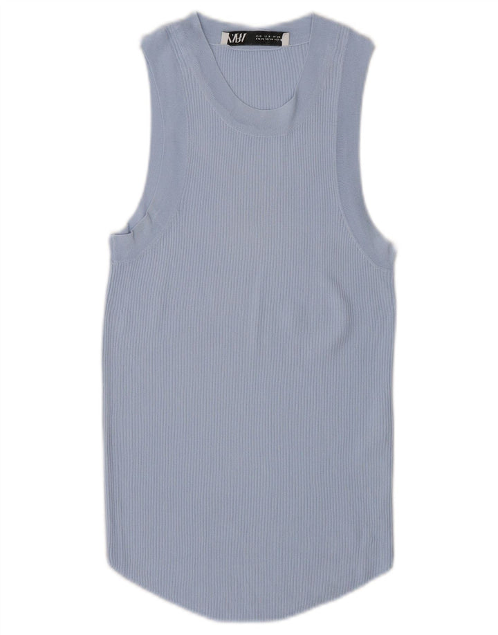 Zara Mujer Chaleco Top UK 12 Medio Azul Viscosa