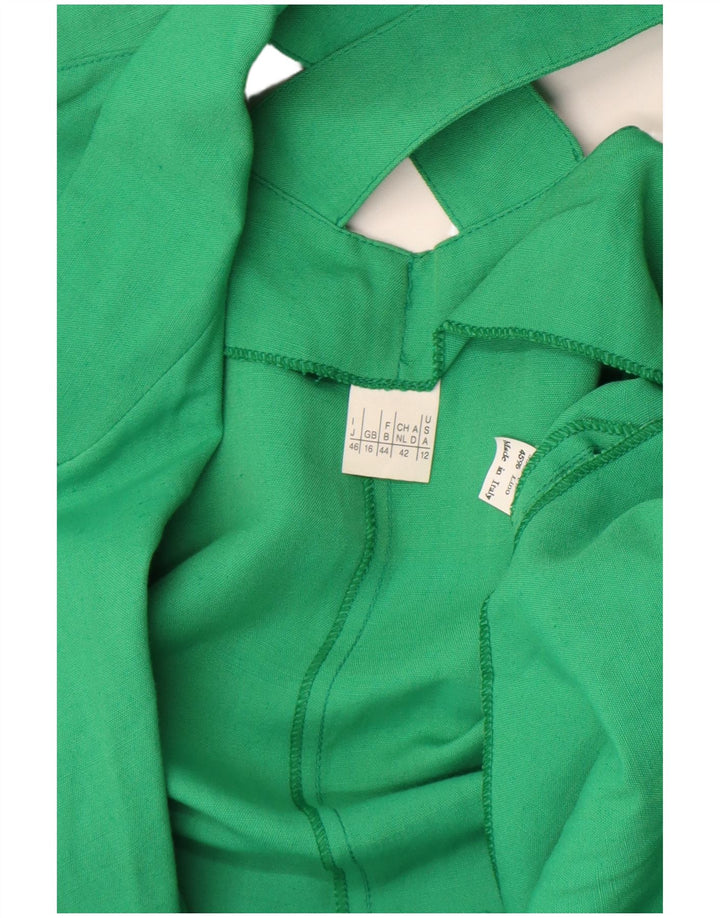 Vintage mujer manga corta 1 botón Blazer chaqueta Reino Unido 16 verde grande