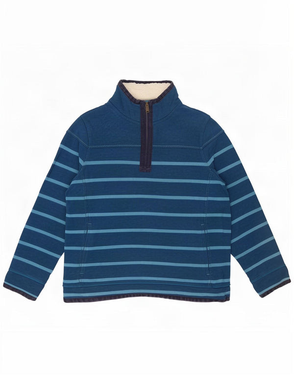 Fat Face Sudadera con Cuello y Cremallera para Mujer UK 40 XL Algodón a Rayas Azul