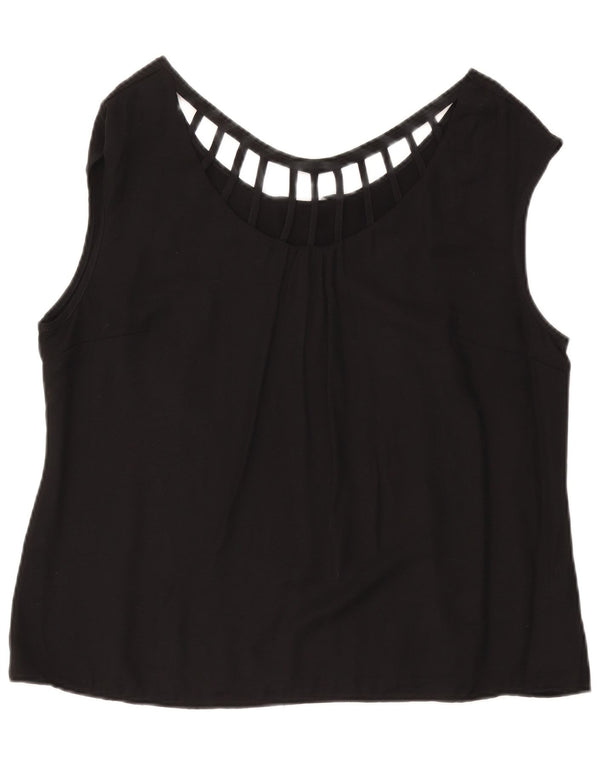 LAURA ASHLEY Blusa sin mangas para mujer UK 40 XL Viscosa negra