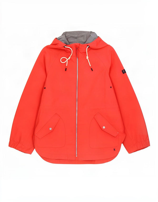 Chaqueta impermeable con capucha para mujer Joules UK 12 Medium Red Cotton