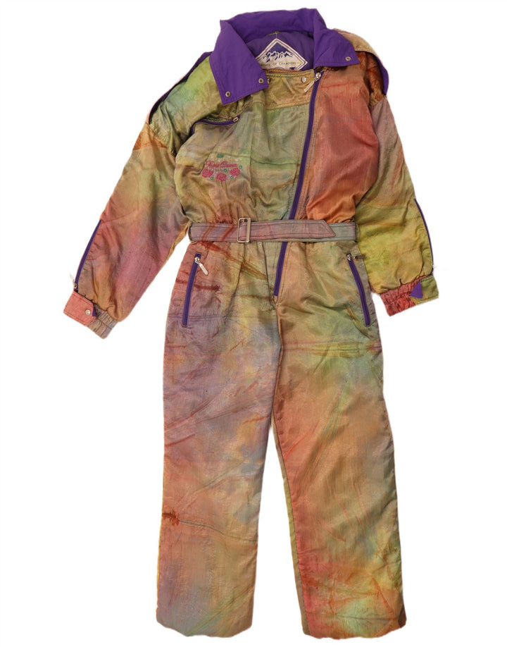 Mono de esquí de gran tamaño para mujer vintage EU 42 Tinte de corbata multicolor grande