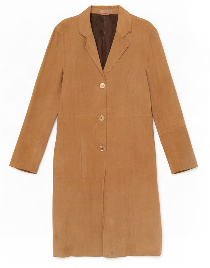 Vintage mujer ante abrigo Reino Unido 12 Medio Beige