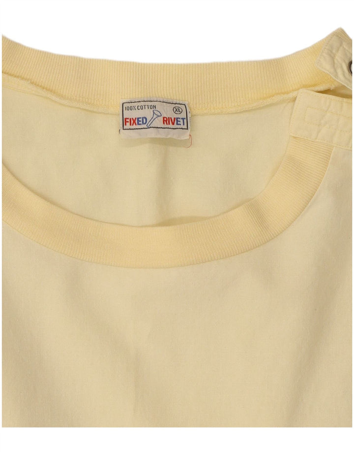 FIXED RIVET Womens Blouse Top UK 18 XL Yellow Cotton