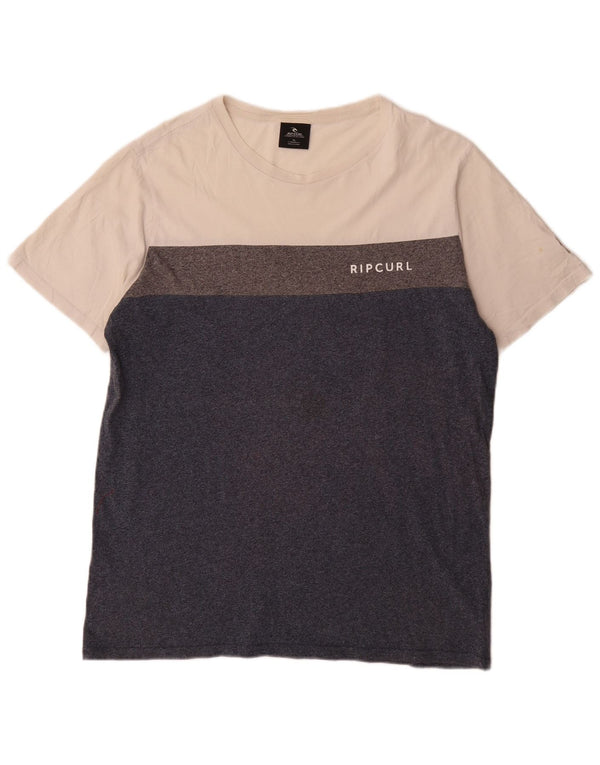 Rip Curl Camiseta de corte estándar para hombre Top XL Algodón color block azul marino