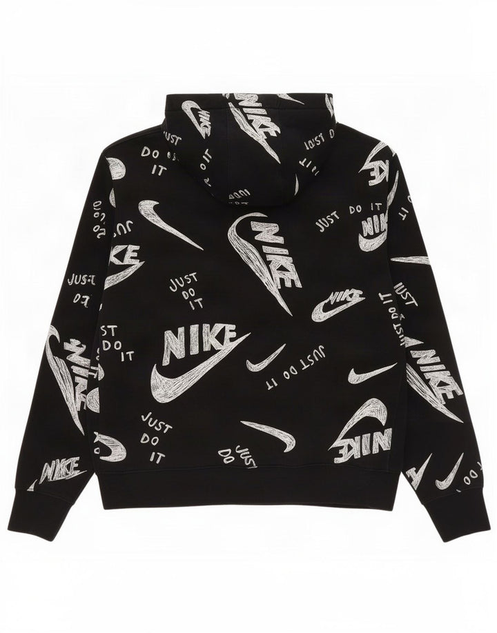 Nike Sudadera con capucha gráfica para hombre, jersey de algodón negro mediano