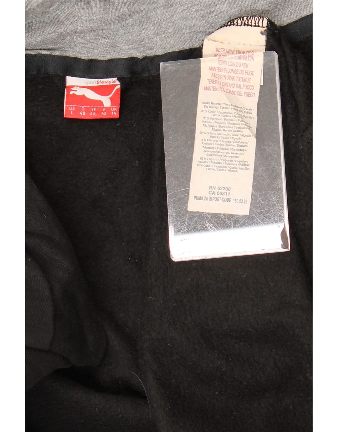 PUMA Sudadera con capucha y cremallera gráfica para mujer Reino Unido 40 Grande Algodón negro