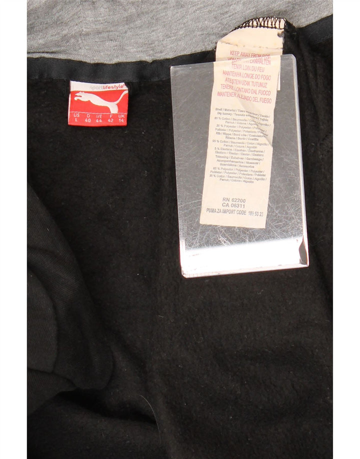 PUMA Sudadera con capucha y cremallera gráfica para mujer Reino Unido 40 Grande Algodón negro