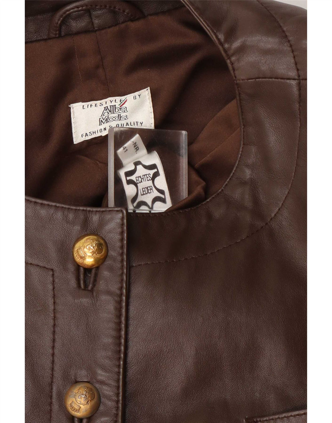 Alba Moda Chaqueta Blazer de Cuero para Mujer UK 14 Marrón Medio