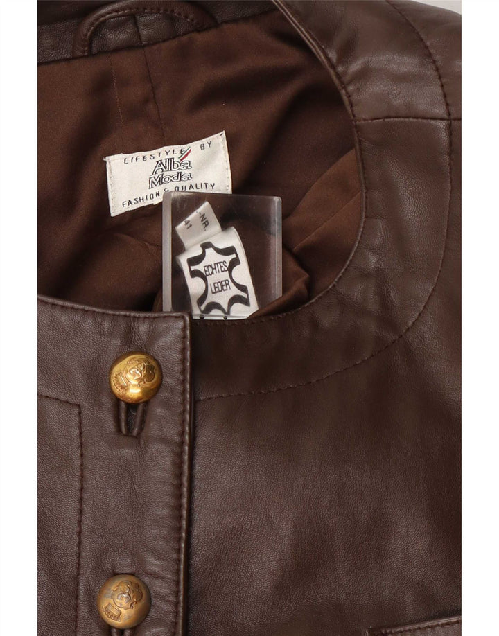 Alba Moda Chaqueta Blazer de Cuero para Mujer UK 14 Marrón Medio