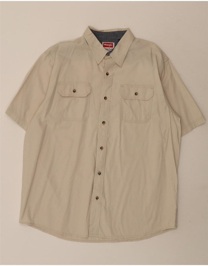 WRANGLER Camisa de manga corta para hombre, talla grande, algodón beige
