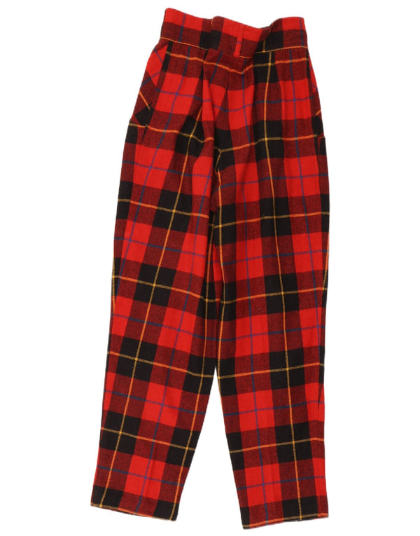 Vintage mujer cintura alta pantalones casuales IT 44 Medio W30 L30 Rojo Check