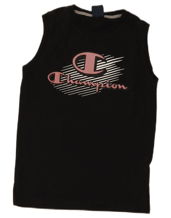 Champion Camiseta sin mangas gráfica para niños 11-12 años Grande Algodón negro