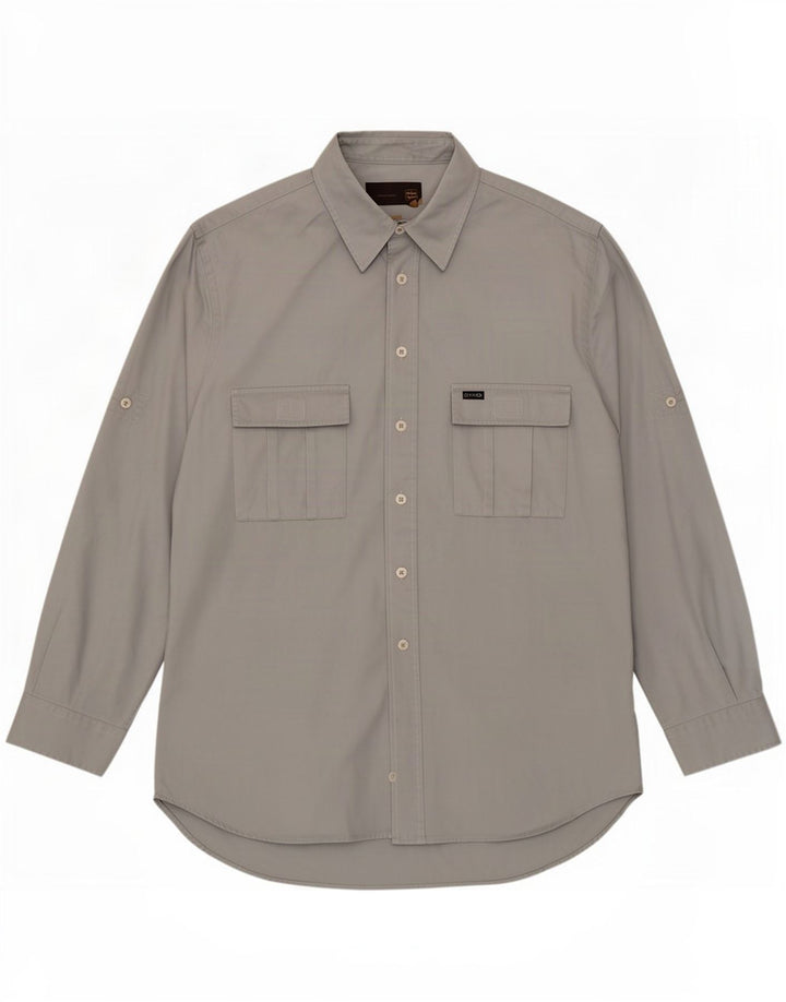 Camisa Gas Hombre Grande Gris Algodón