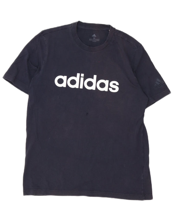 Adidas Hombre Camiseta Gráfica Top Medio Azul Marino Algodón