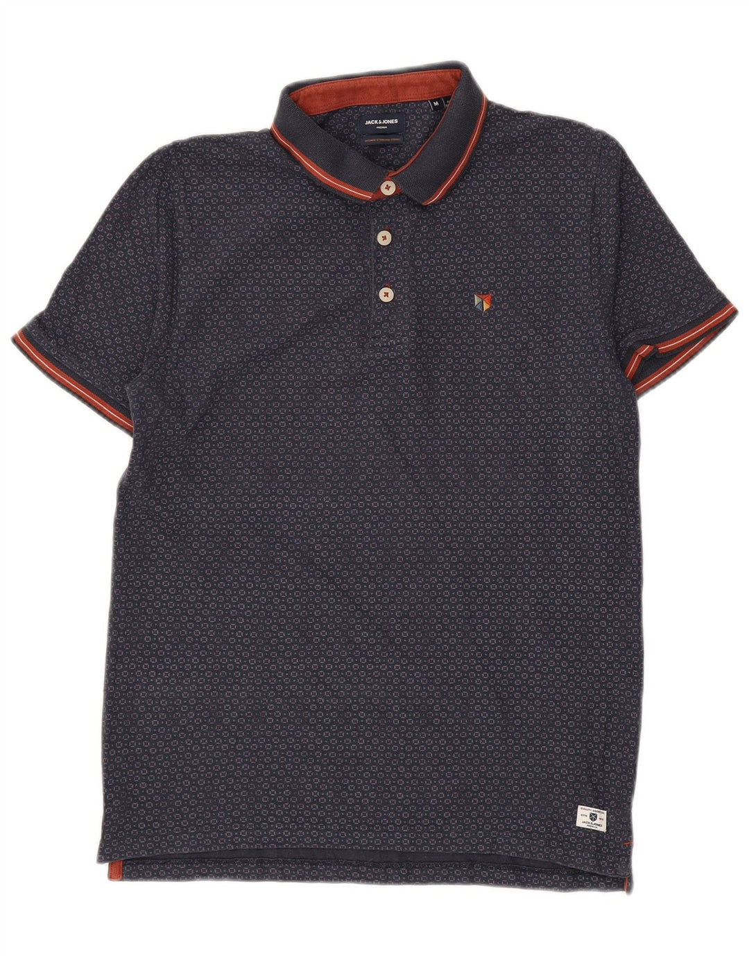 JACK & JONES Polo premium para hombre de algodón geométrico en azul marino mediano