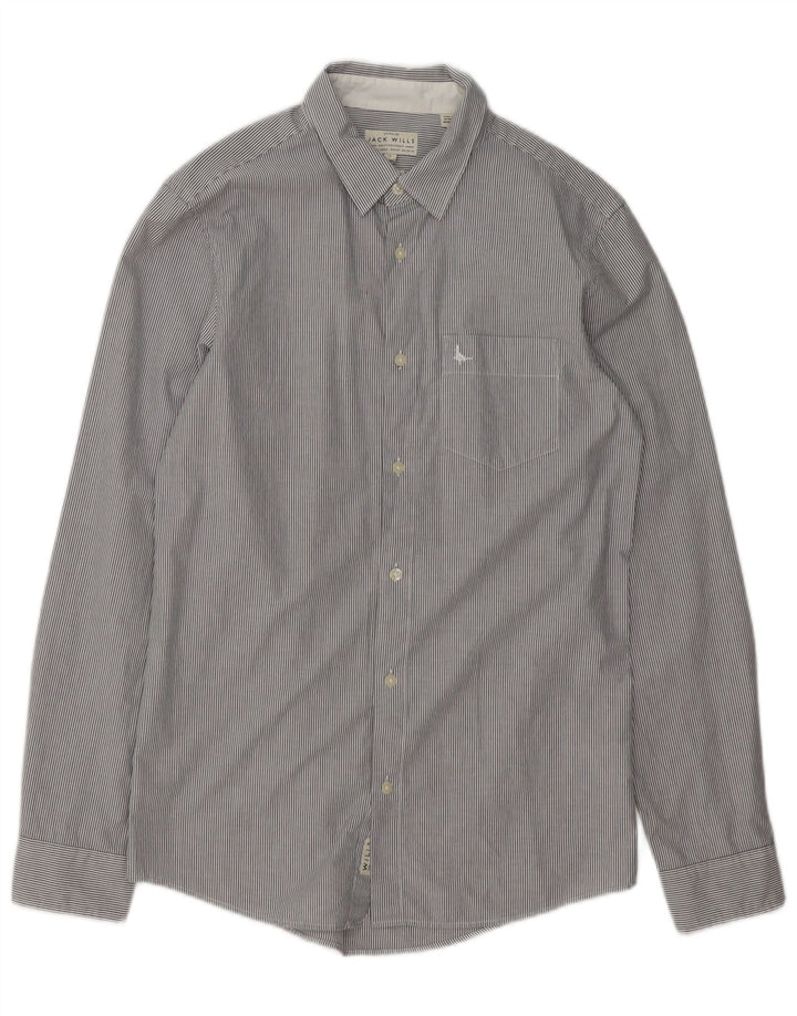 Camisa Jack Wills de corte clásico para hombre, talla pequeña, de algodón gris a rayas