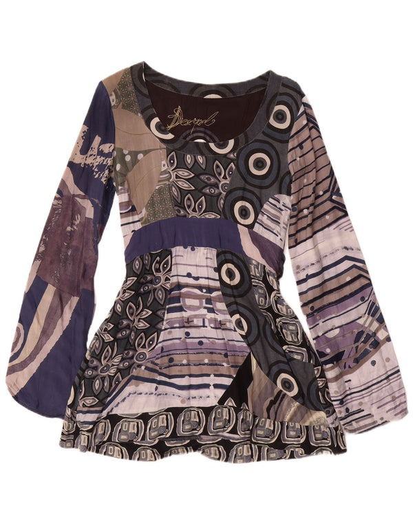 Desigual Vestido Acampanado para Mujer UK 40 Medio Multicolor Geométrico