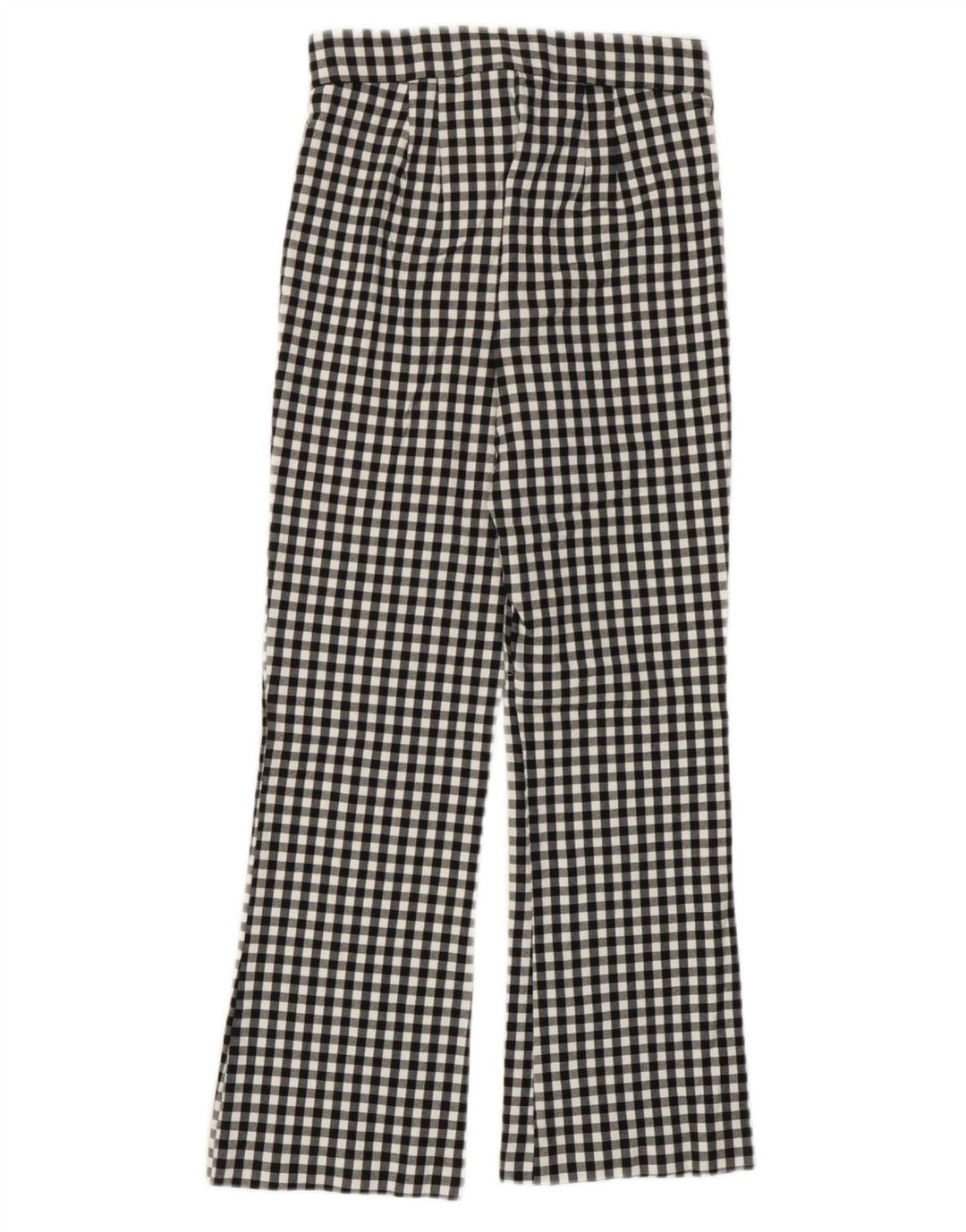 Zara Mujer Pantalón Casual Bootcut Pequeño W26 L25 Viscosa Vichy Negra