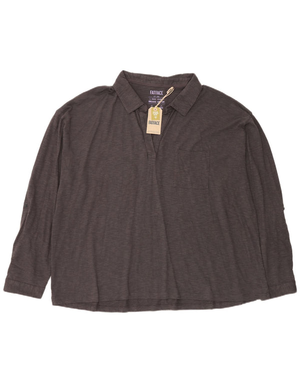 Polo de manga larga para mujer de Fat Face UK 34 4XL Algodón moteado gris