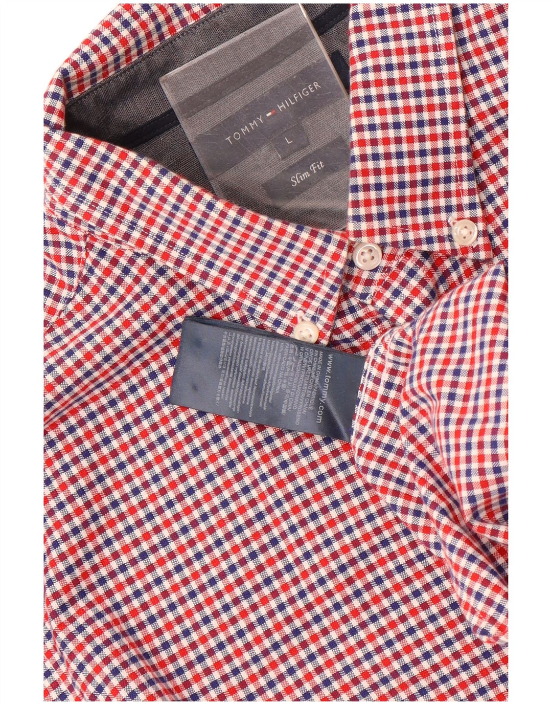 Camisa Tommy Hilfiger Slim Fit de algodón a cuadros multicolor grande para hombre