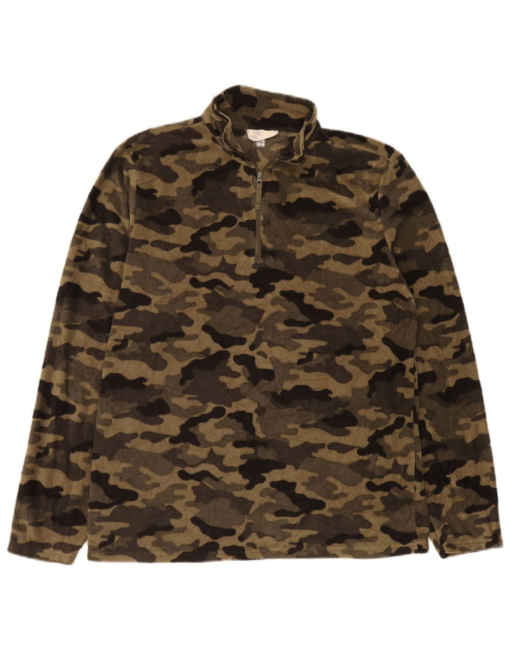 Jersey de forro polar con cremallera y cuello para hombre de Mountain Warehouse Camuflaje beige medio