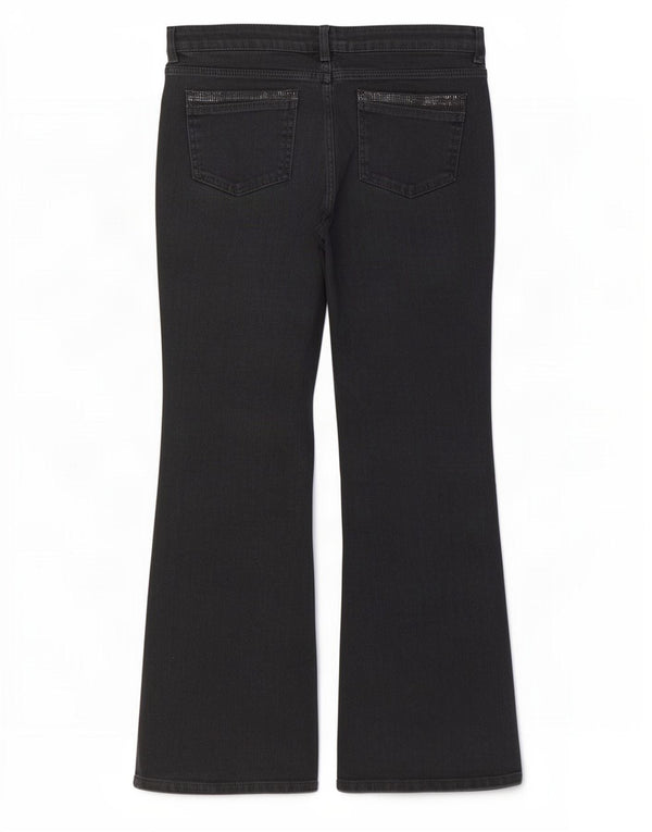 Marks & Spencer Vaqueros Bootcut para Mujer UK 40 Large W34 L28 Algodón Negro