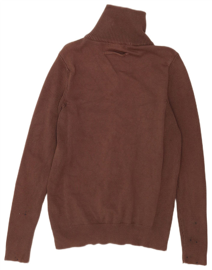 Zara Hombre Cárdigan Suéter Grande Algodón Marrón
