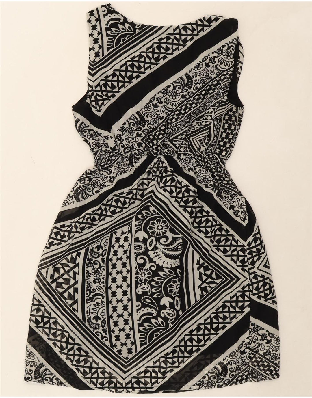 MOSSIMO Womens Sleeveless Sheath Dress UK 10 Small Black Geometric Vintage Mossimo and Second-Hand Mossimo from Messina Hembry 