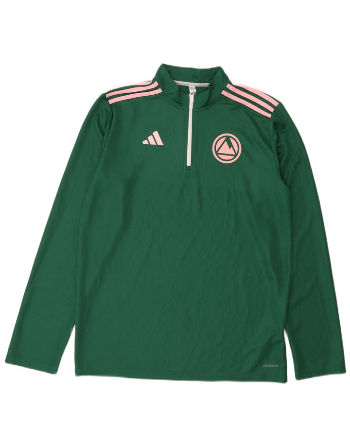 Adidas Hombre Aeroready Zip Neck Jersey Chándal Top Grande Verde Poliéster