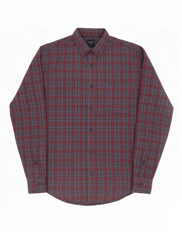 James Pringle Camisa de franela para hombre Poliéster a cuadros burdeos medio