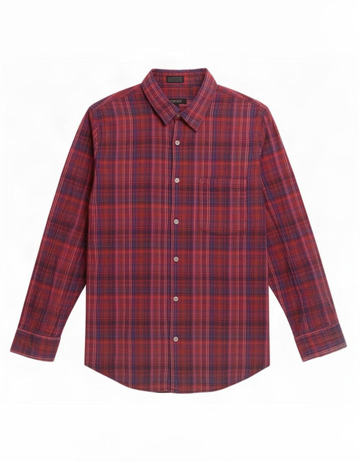 Camisa Dkny Hombre Grande Cuadros Rojos Algodón