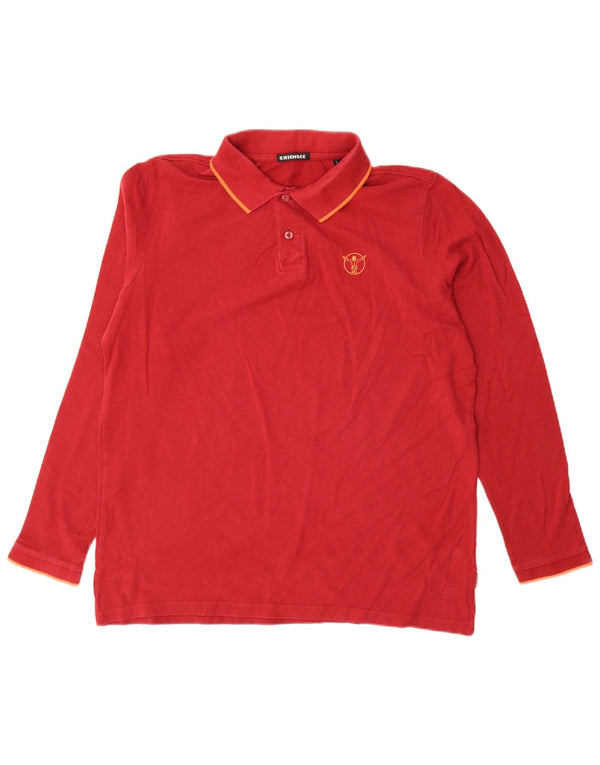Chiemsee Polo de manga larga para hombre de algodón rojo grande