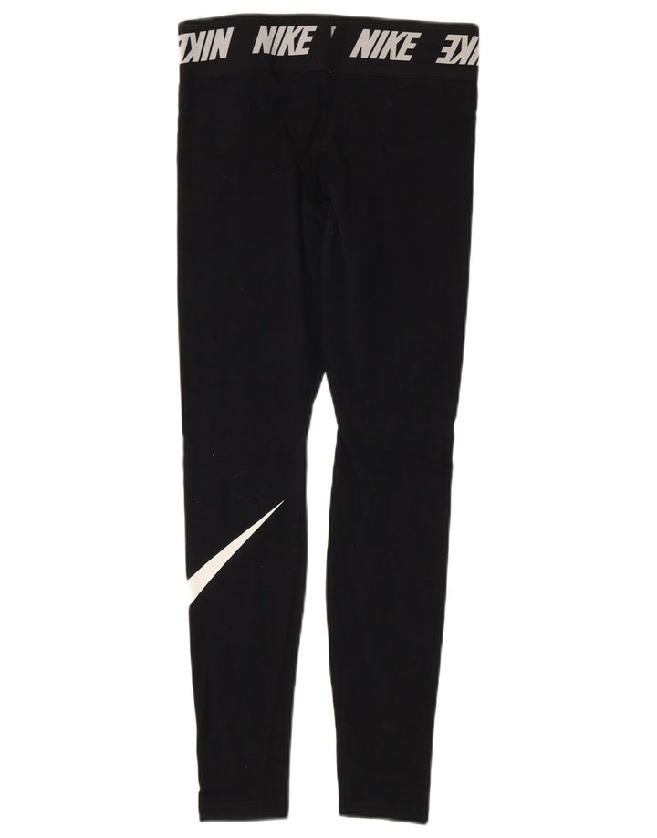 NIKE Womens Graphic Leggings UK 8 Small  Black Cotton