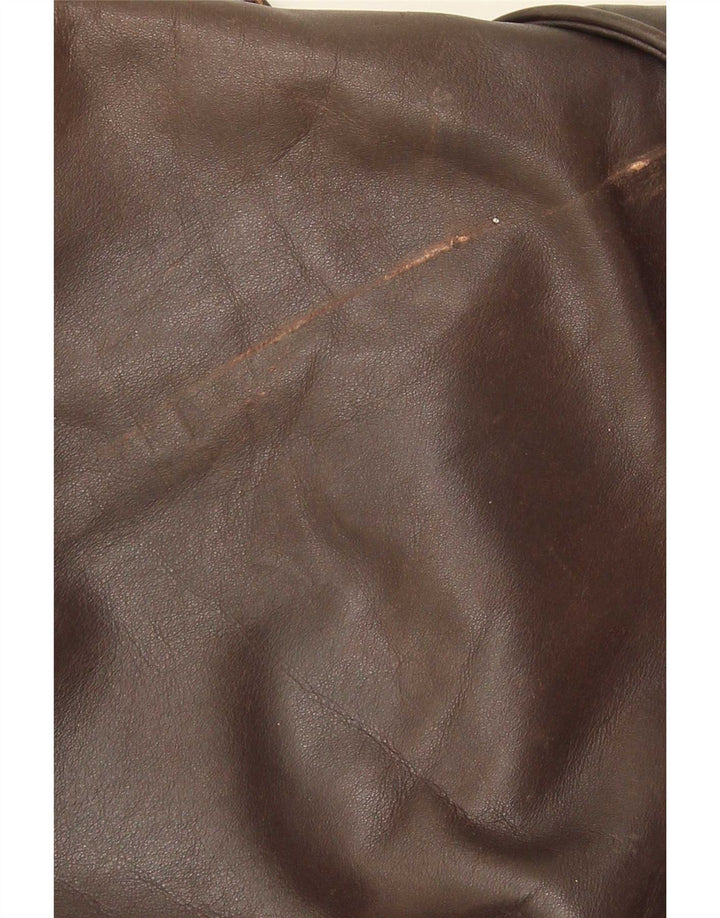 Vintage hombres militar cuero bomber chaqueta Reino Unido 38 marrón medio