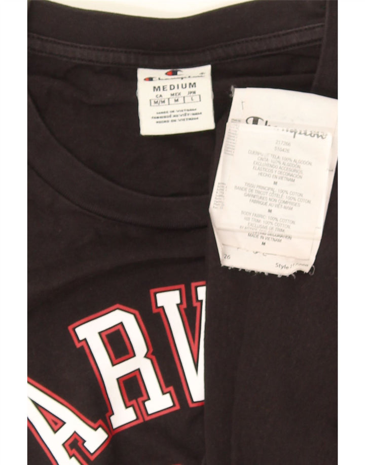 Champion Harvard Graphic Camiseta para hombre, talla mediana, algodón negro