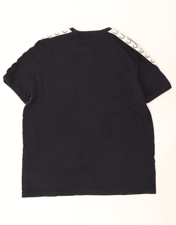 Fred Perry Camiseta Gráfica Para Hombre Top XL Azul Marino Colorblock Algodón