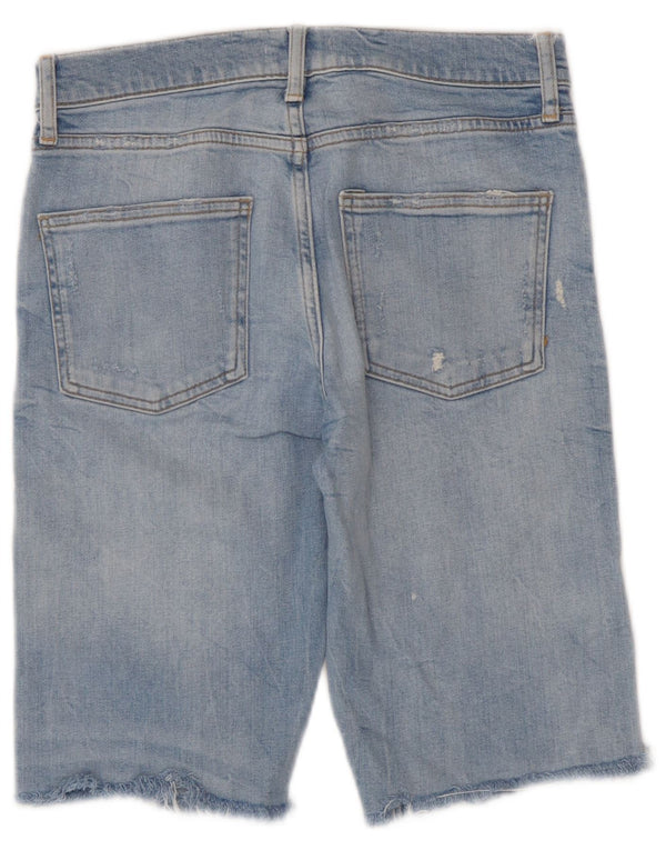 Zara Pantalones cortos de mezclilla desgastados para mujer EU 36 XS W26 Azul