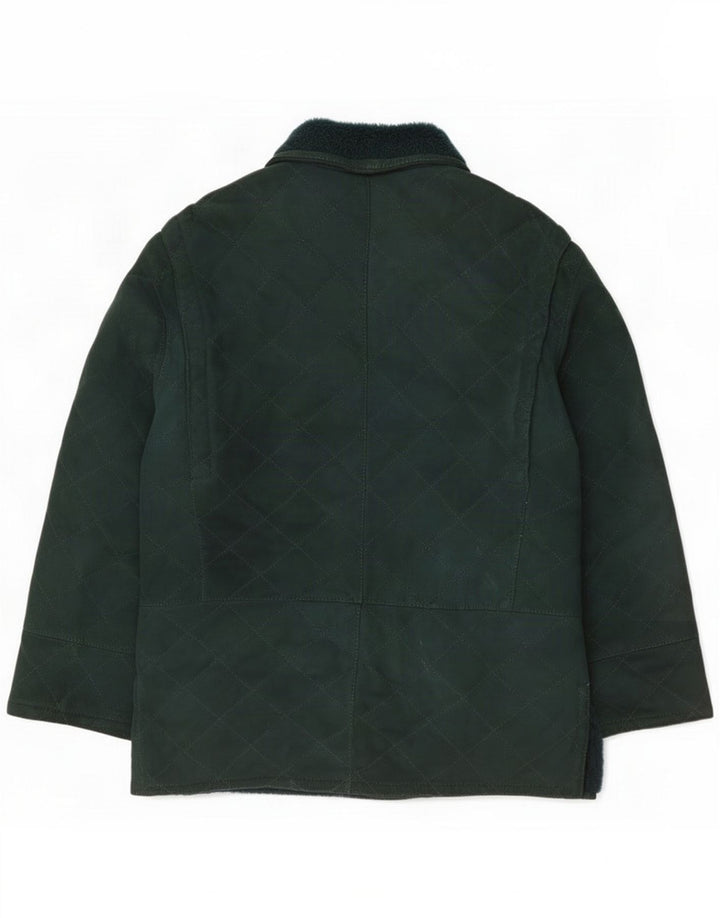 Chaqueta de piel de oveja de ante para hombre vintage IT 50 Large Green