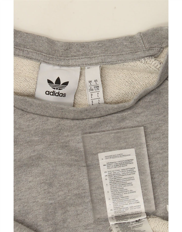 Adidas Hombre Sudadera Jumper Grande Gris Moteado Algodón