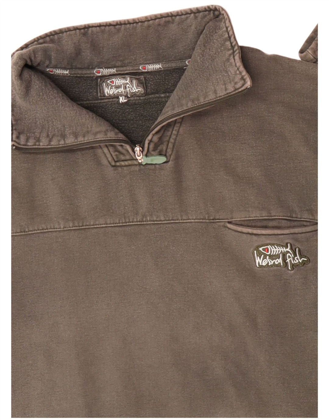 WEIRD FISH Sudadera con Cuello y Cremallera para Hombre Jersey XL Gris Algodón