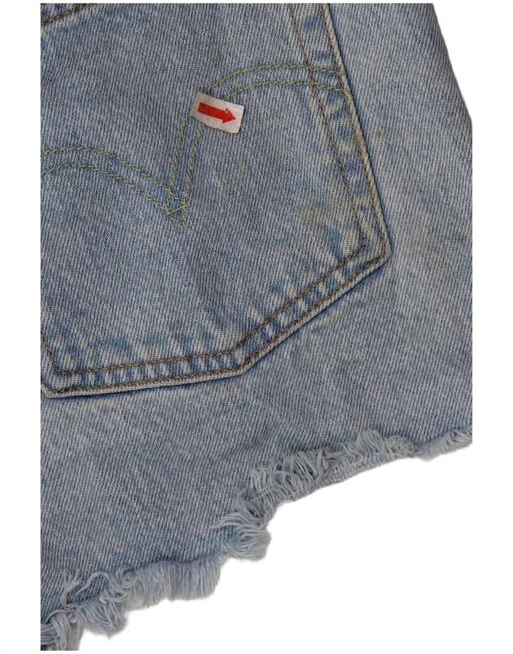 LEVI'S Pantalones cortos vaqueros desgastados 501 para mujer W28 Algodón azul medio