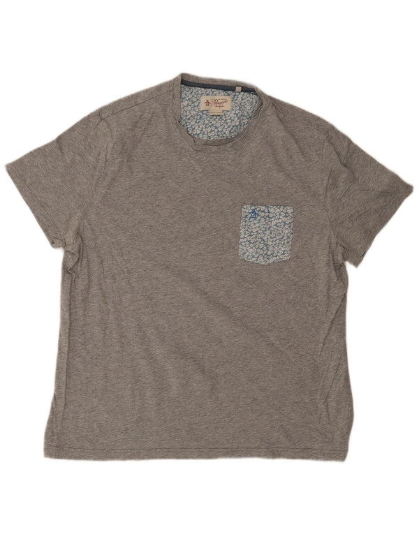 Camiseta Penguin para hombre Top 2XL Algodón floral gris