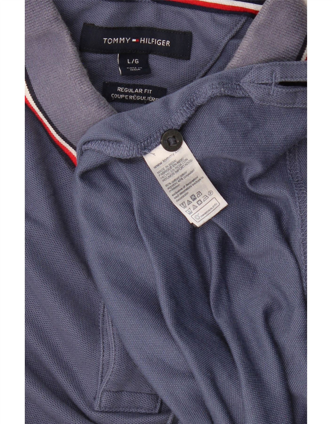 TOMMY HILFIGER Polo de corte regular para hombre grande de algodón azul marino
