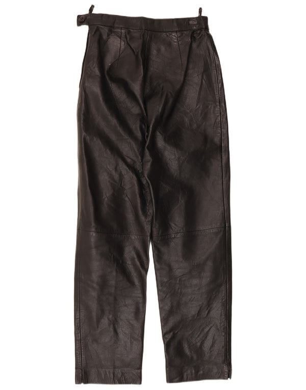 Vintage mujer cintura alta pantalones de cuero W26 L27 negro