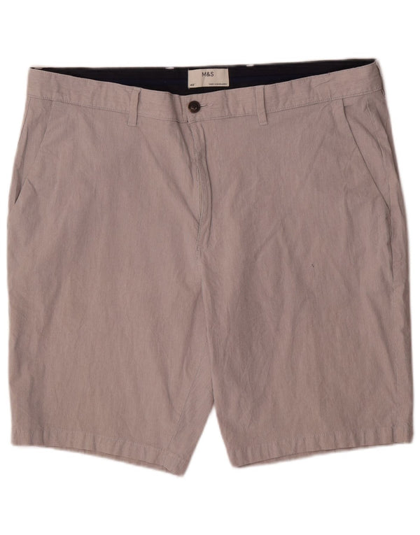 Marks & Spencer Pantalones cortos chinos para hombre W40 XL Algodón gris a rayas