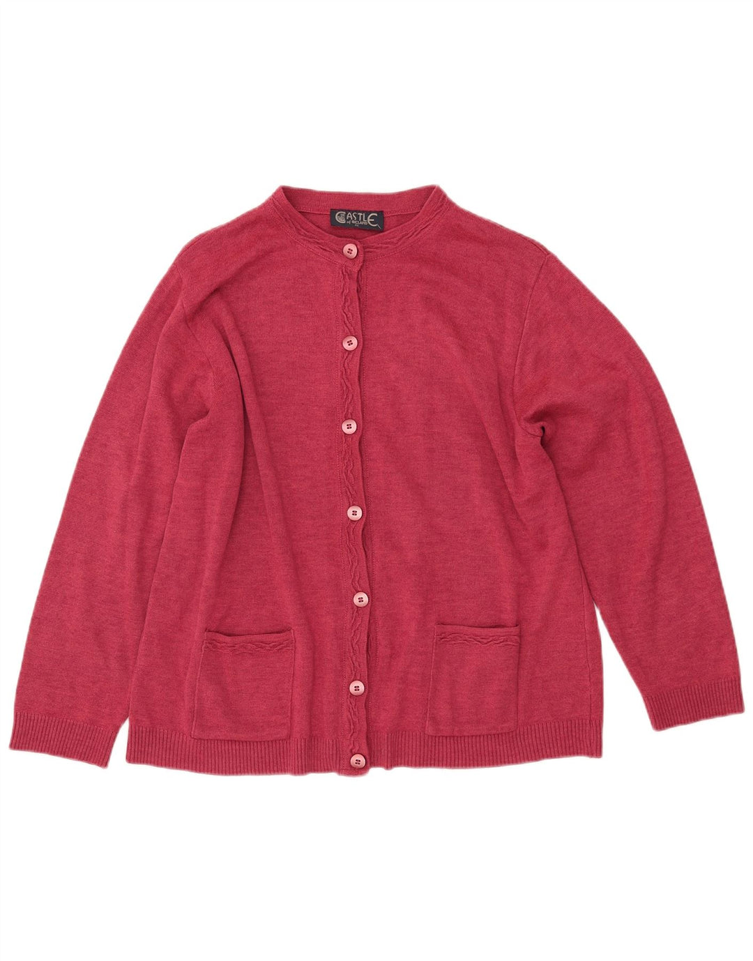 CASTILLO DE IRLANDA Suéter cárdigan para mujer Reino Unido 16 Lana rosa grande