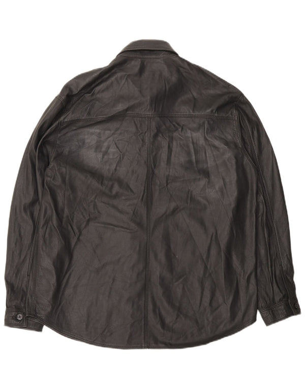 Vintage Womens Leather Shirt IT 44 Medium Grey