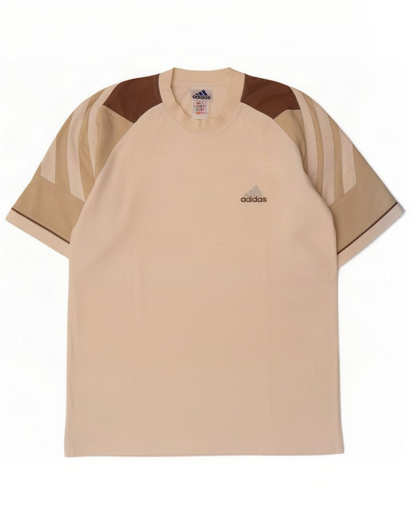 Adidas Camiseta para hombre Top UK 40/42 Medium Beige Colorblock Algodón
